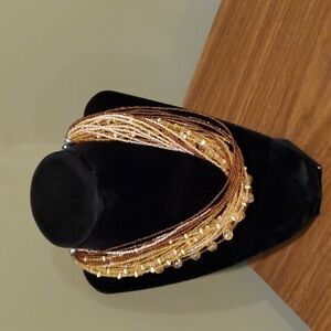 Two Ali Khan Multi Strand Necklaces Brown Black Beaded Choker